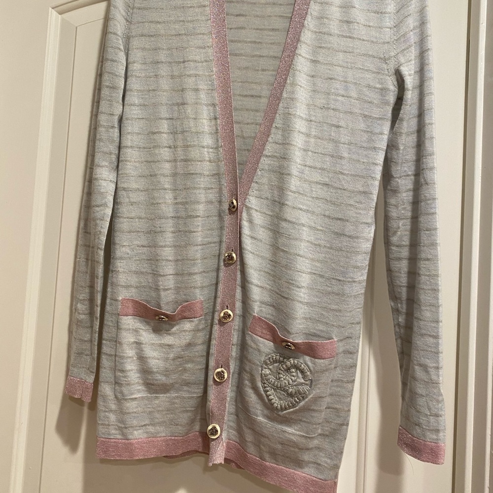 Chanel coco heart pink cardigan